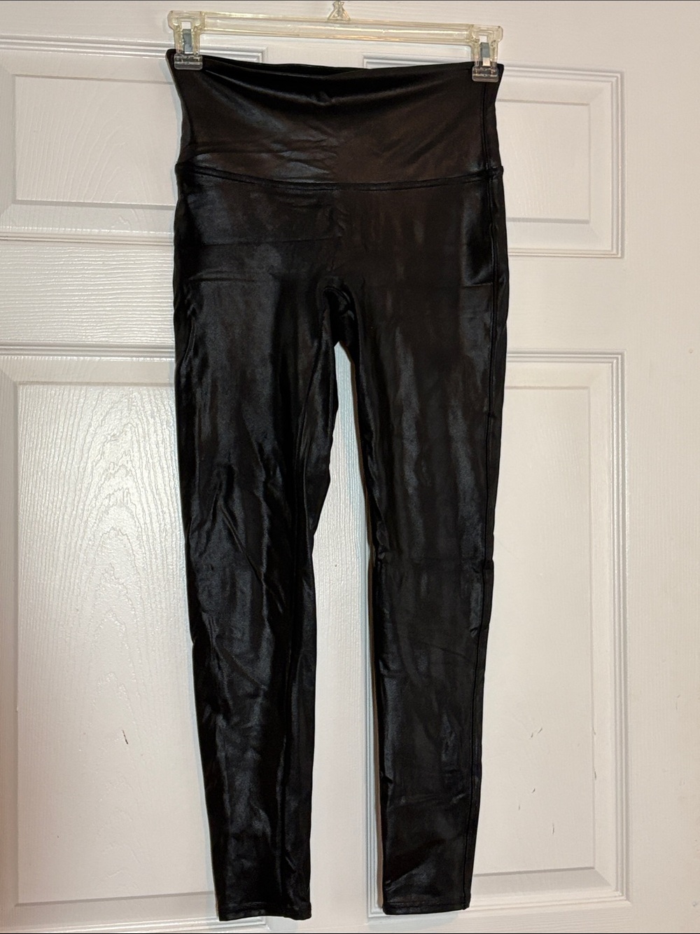 Spanx Faux Leather Black Leggings Large Petite